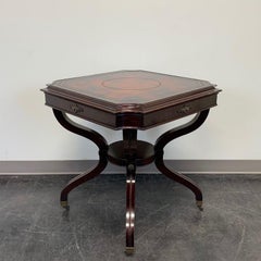 Vintage Mahogany Lamp Table with Tooled Leather Top