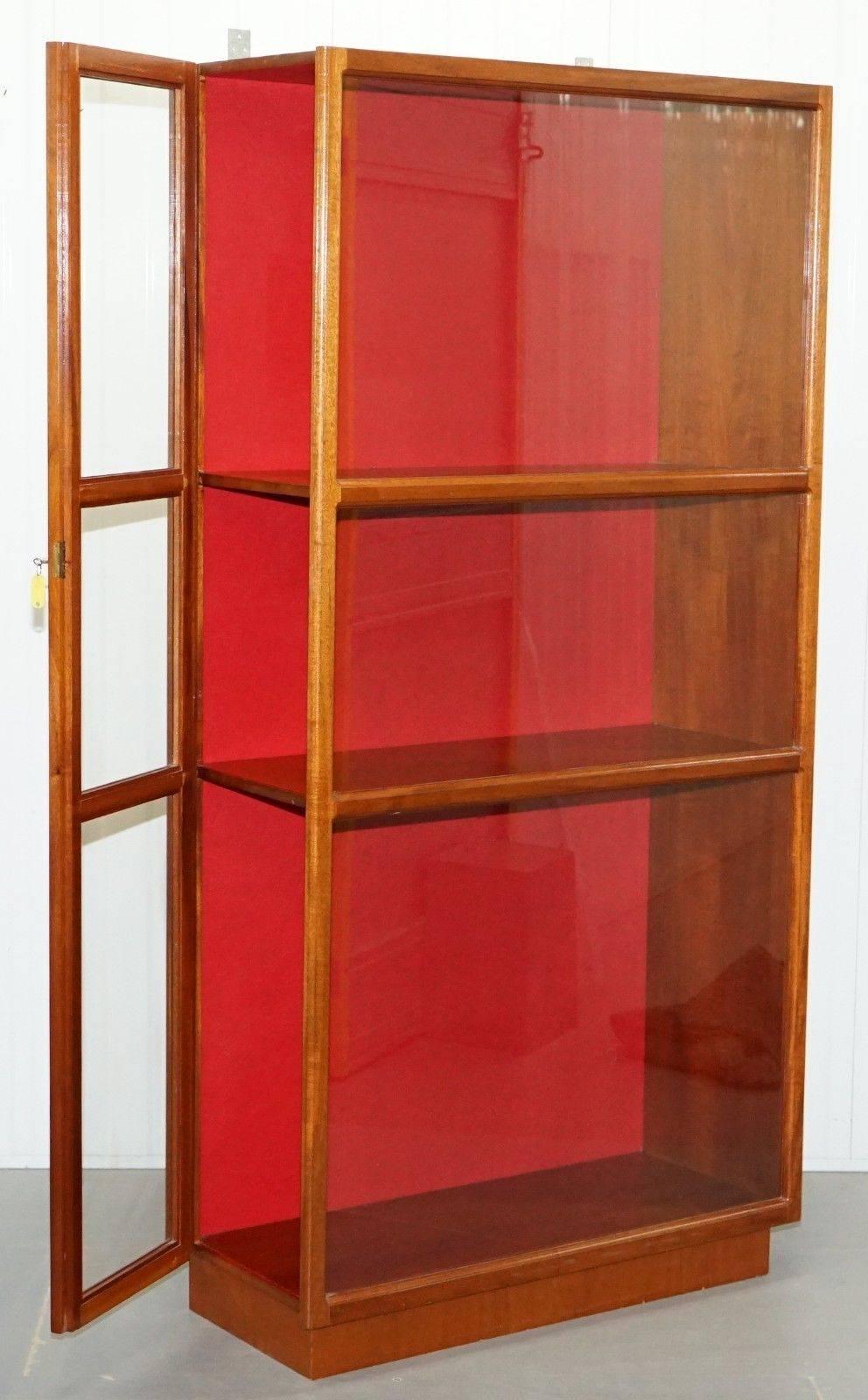 Edwardian Vintage Mahogany Large Shop Display Cabinet Glazed Locked to the Side Taxidermy