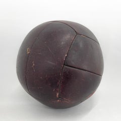 Vintage Mahogany Leather Medicine Ball, 1930s