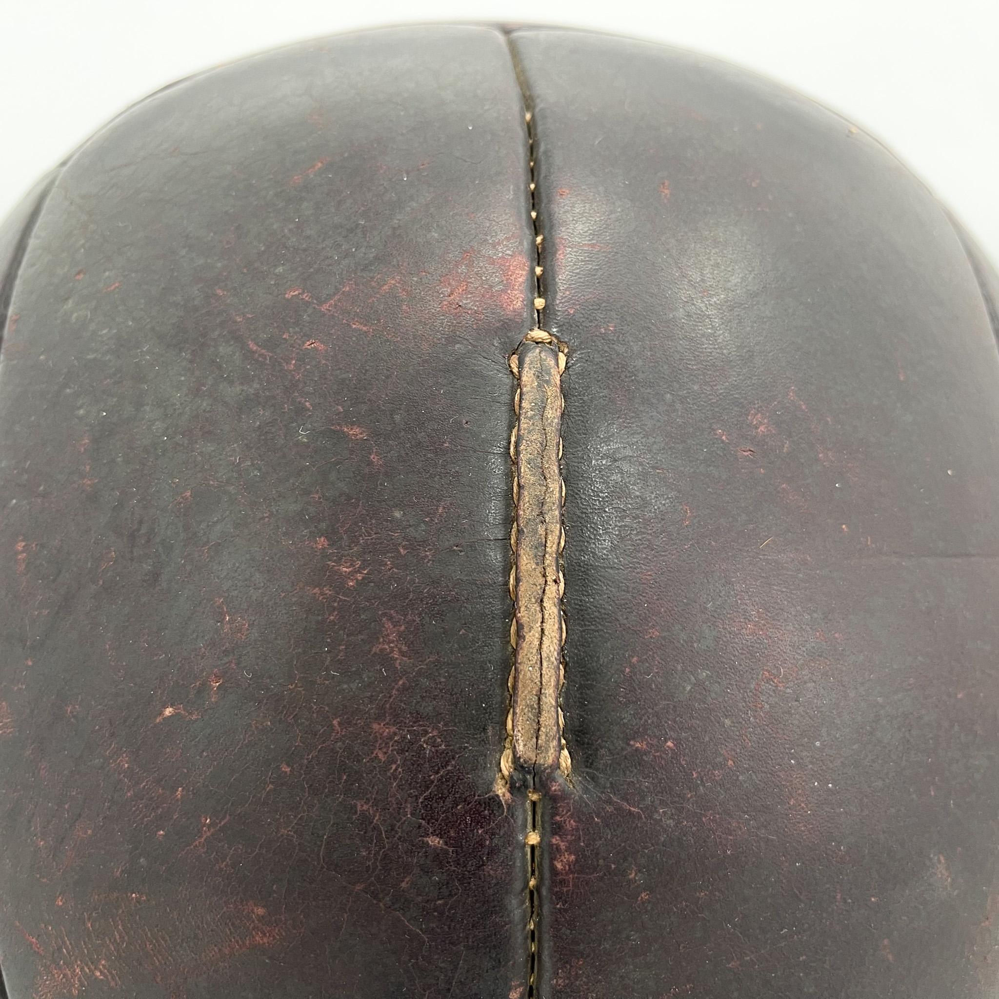 Czech Vintage Mahogany Leather Medicine Ball, 1930s  For Sale