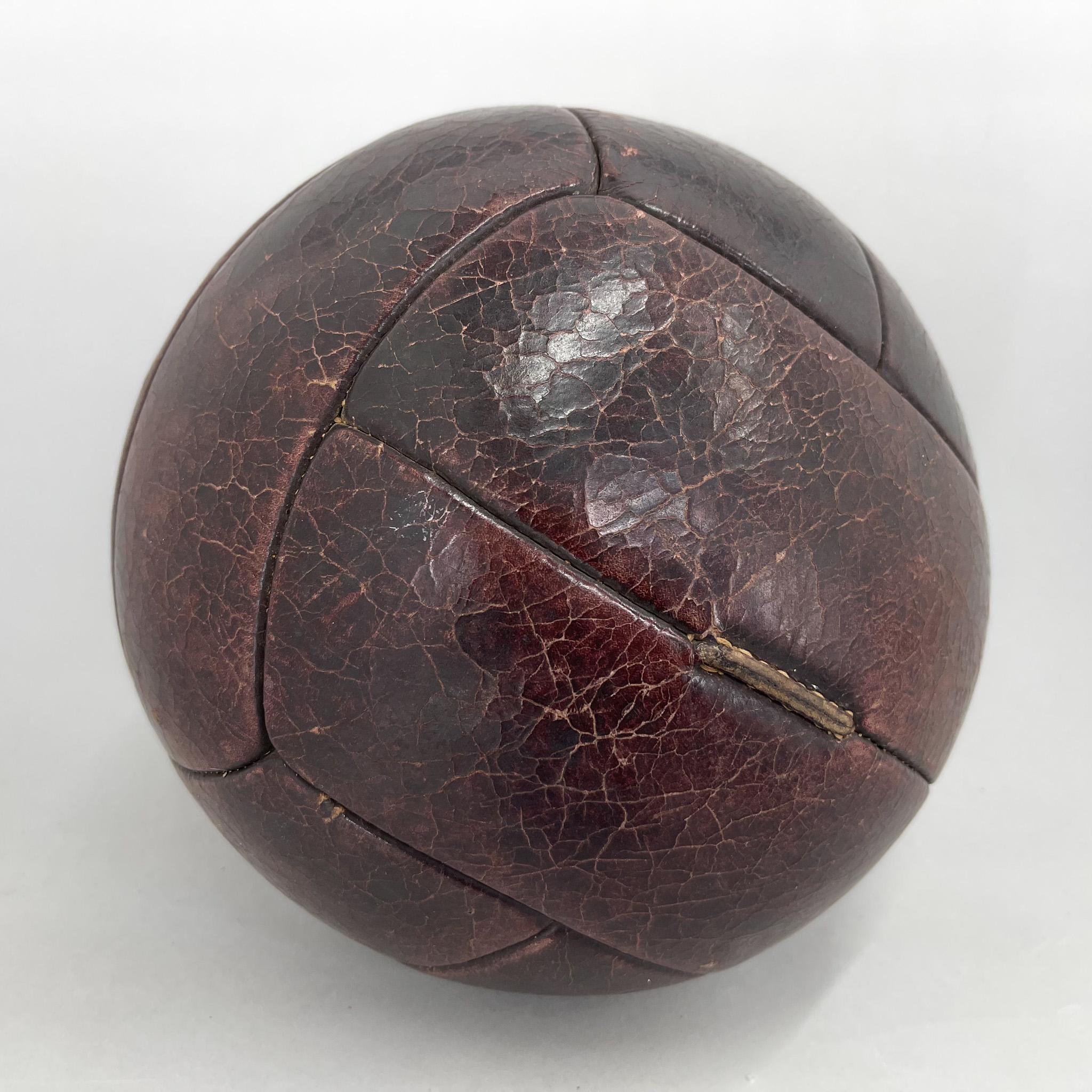 Czech Vintage Mahogany Leather Medicine Ball, 1930s  For Sale