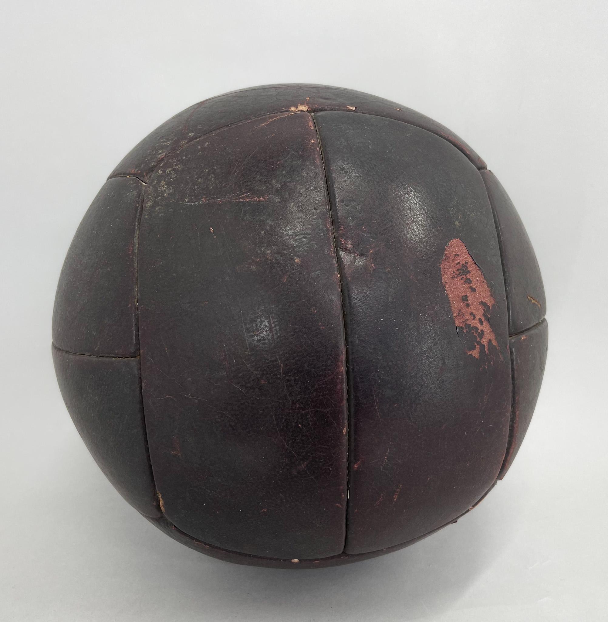 20th Century Vintage Mahogany Leather Medicine Ball, 1930s  For Sale