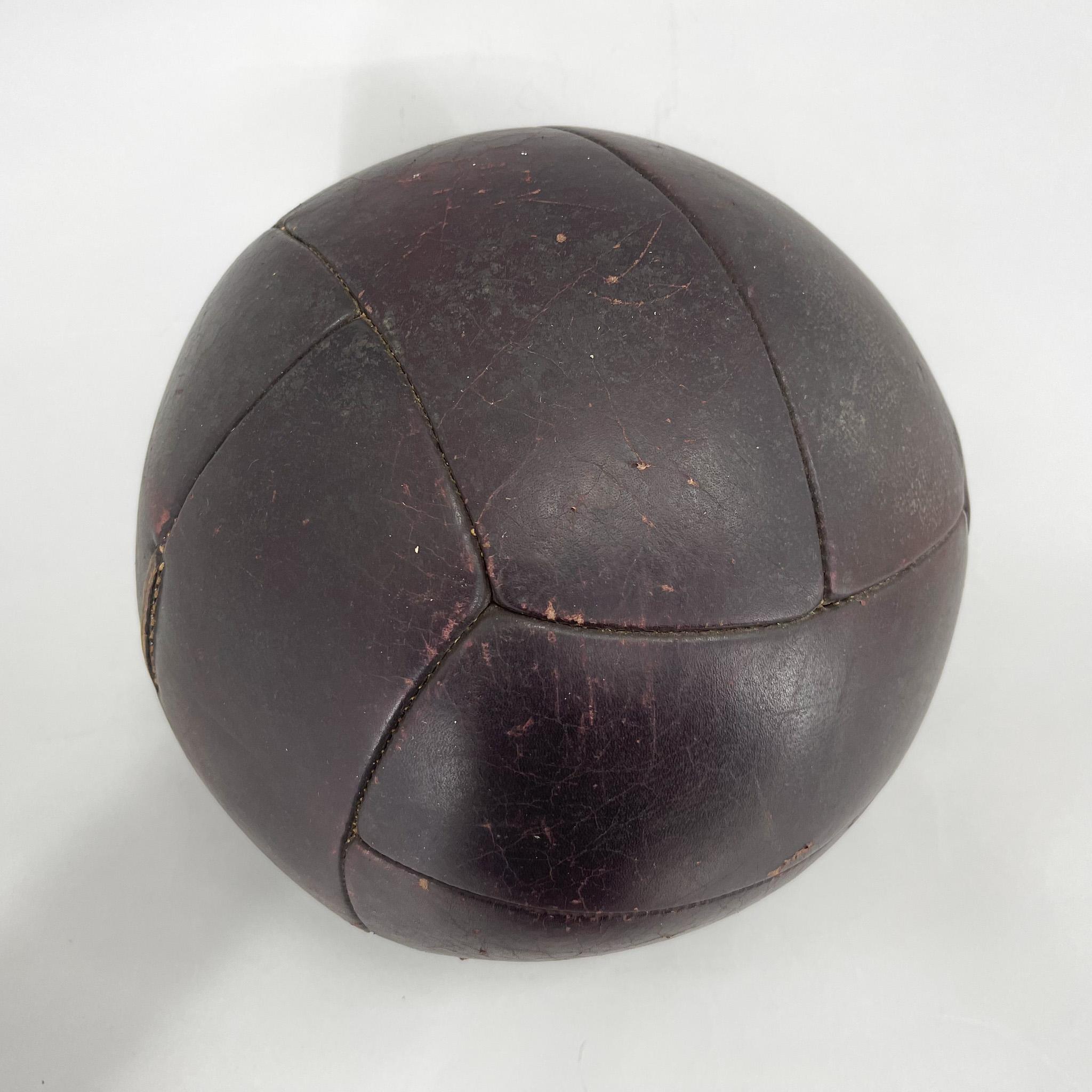 Vintage Mahogany Leather Medicine Ball, 1930s  For Sale 2