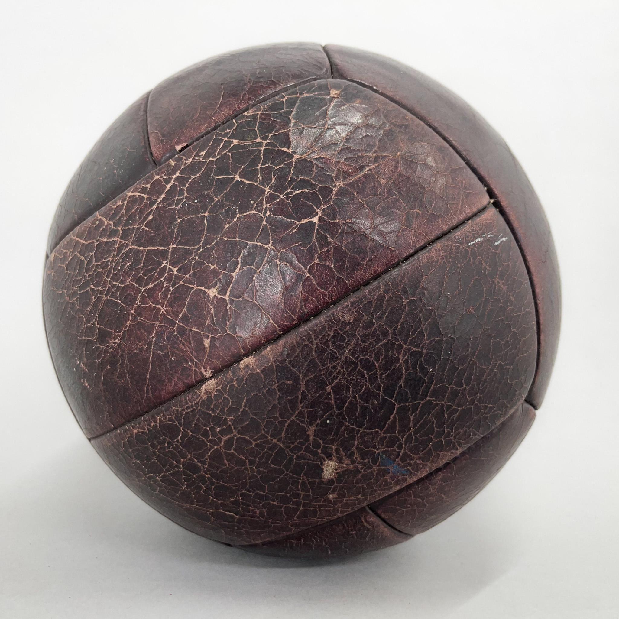 Vintage Mahogany Leather Medicine Ball, 1930s  For Sale 3