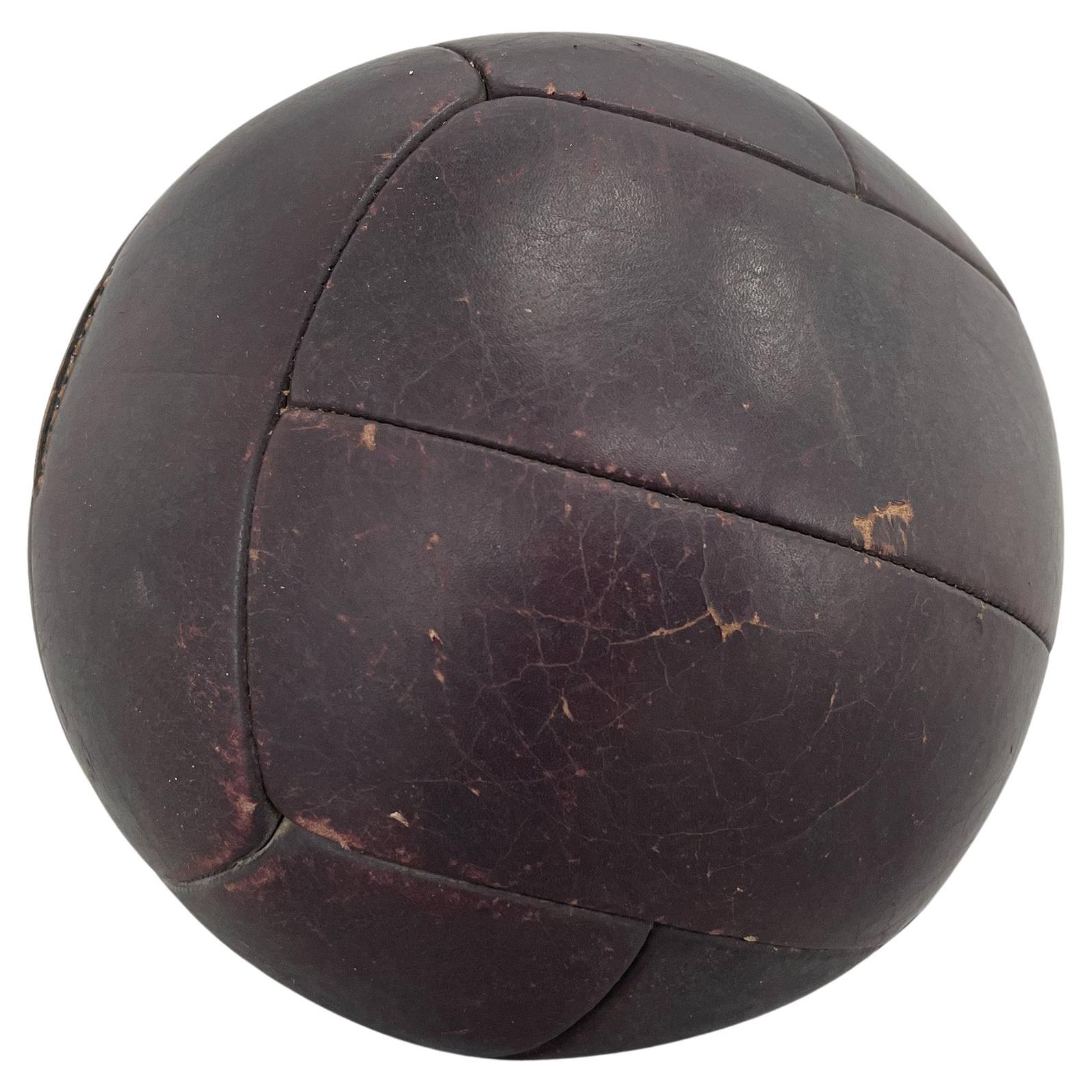 Vintage Mahogany Leather Medicine Ball, 1930s  For Sale