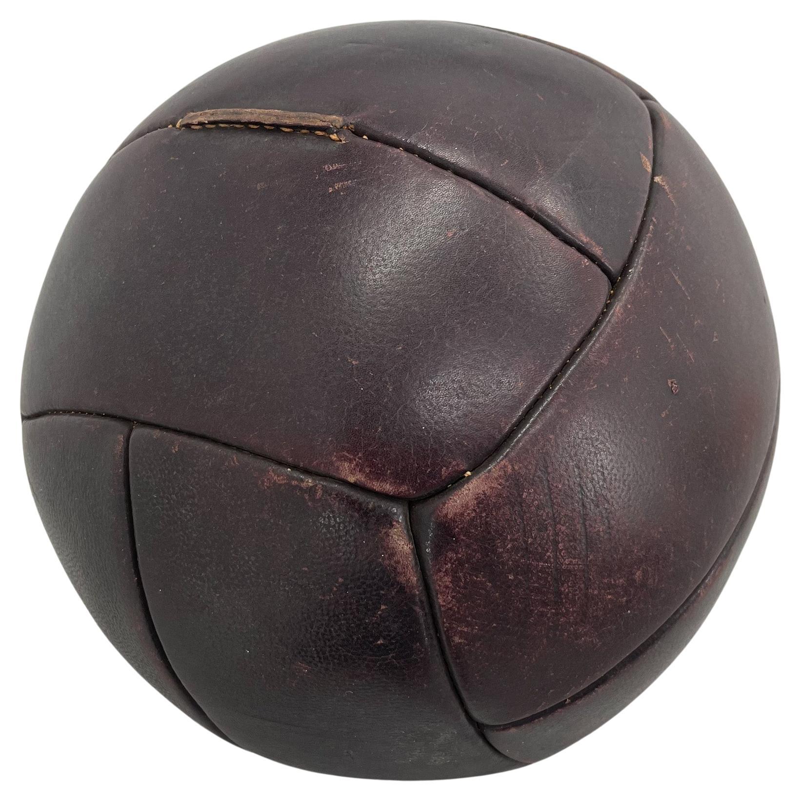 Vintage Mahogany Leather Medicine Ball, 1930s 
