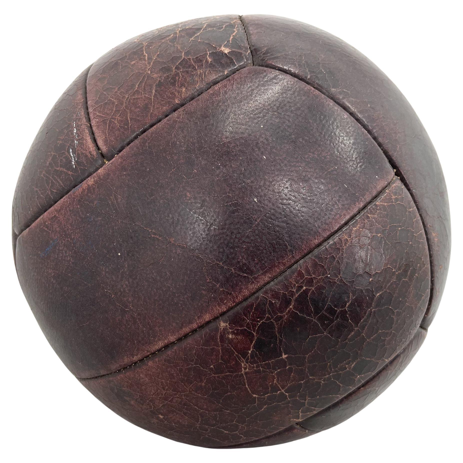 Vintage Mahogany Leather Medicine Ball, 1930s  For Sale