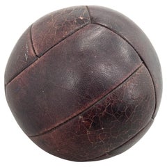 Vintage Mahogany Leather Medicine Ball, 1930s 