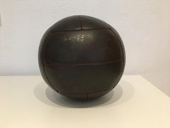 Vintage Mahogany Leather Medicine Ball, 3kg, 1930s