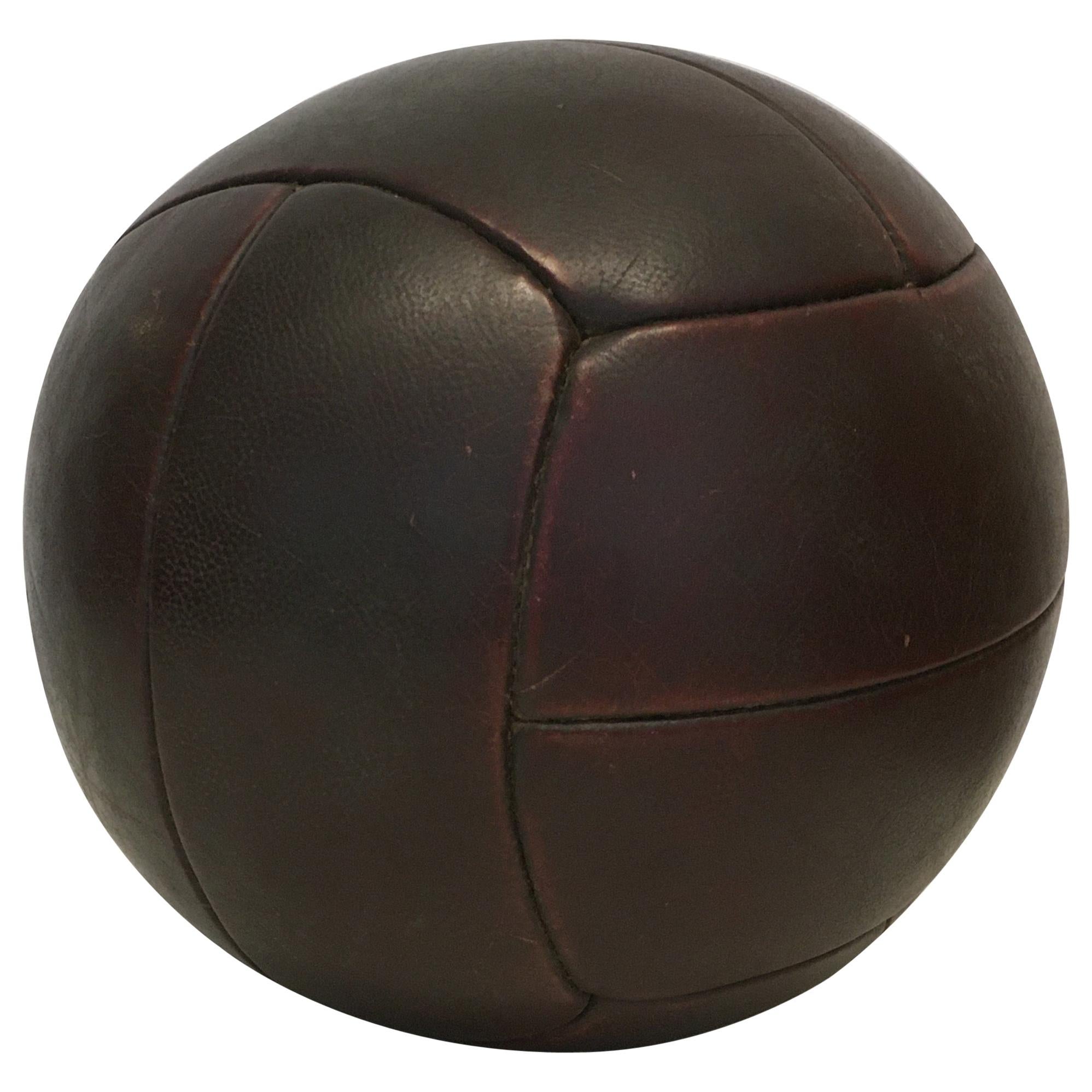 Vintage Mahogany Leather Medicine Ball, 3kg, 1930s