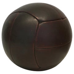 Vintage Mahogany Leather Medicine Ball, 3kg, 1930s