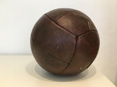 Vintage Mahogany Leather Medicine Ball, 4kg, 1930s
