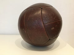 Vintage Mahogany Leather Medicine Ball, 4kg, 1930s