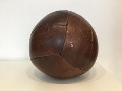 Vintage Mahogany Leather Medicine Ball, 4kg, 1930s