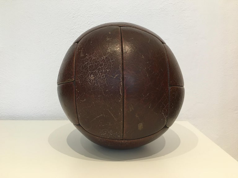 Czech Vintage Mahogany Leather Medicine Ball, 4kg, 1930s For Sale