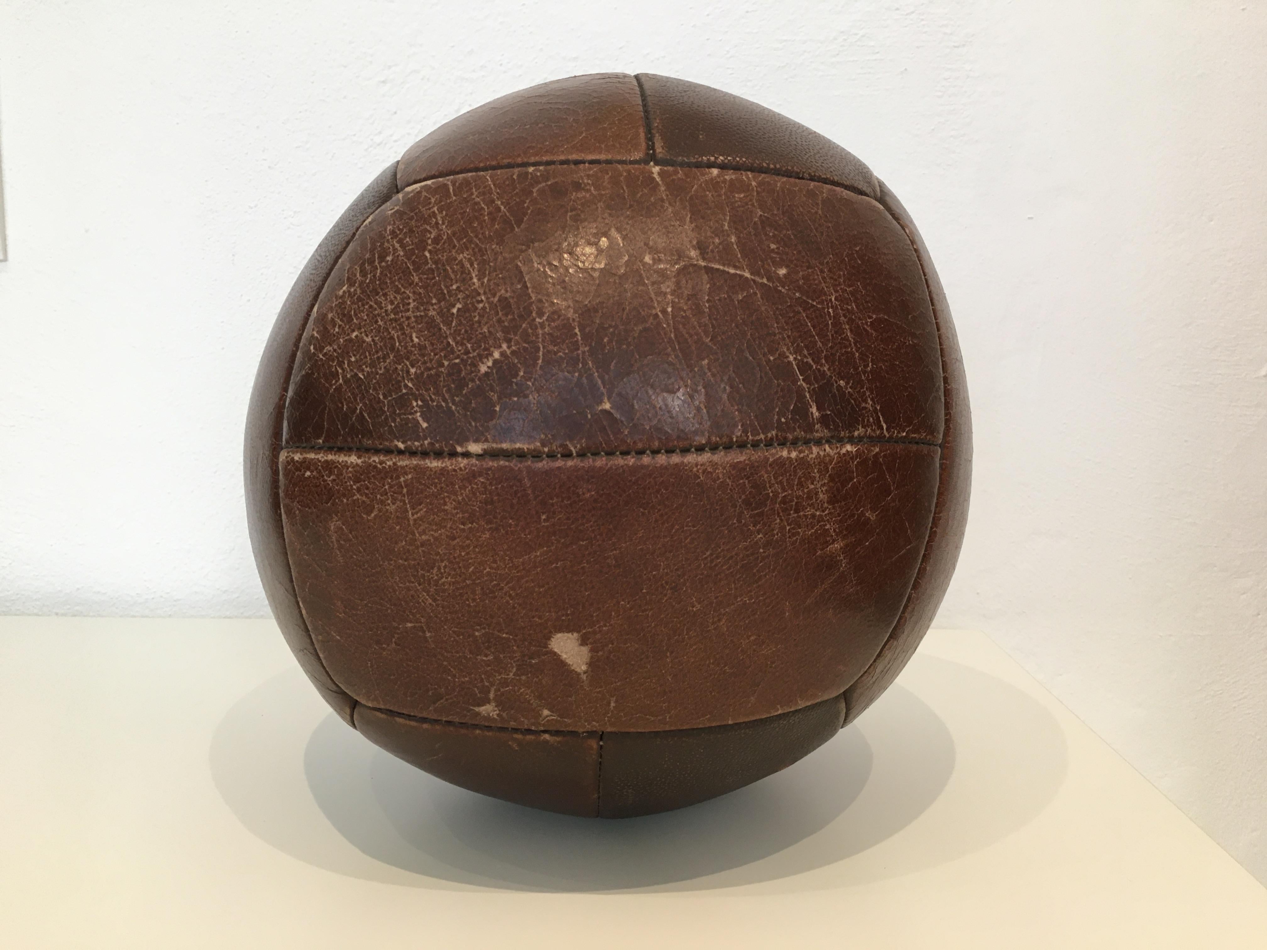 Czech Vintage Mahogany Leather Medicine Ball, 4kg, 1930s For Sale