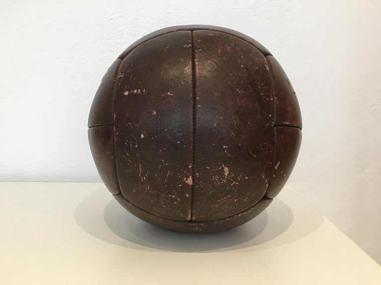 20th Century Vintage Mahogany Leather Medicine Ball, 4kg, 1930s For Sale