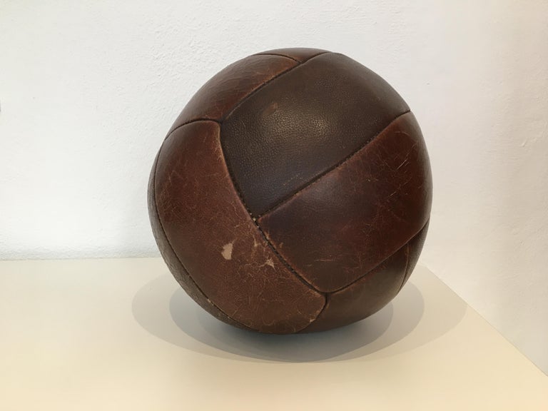 20th Century Vintage Mahogany Leather Medicine Ball, 4kg, 1930s For Sale