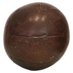 Vintage Mahogany Leather Medicine Ball, 4kg, 1930s
