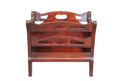 Vintage Mahogany Library Magazine Book Newspaper Rack Holder Stand 16"