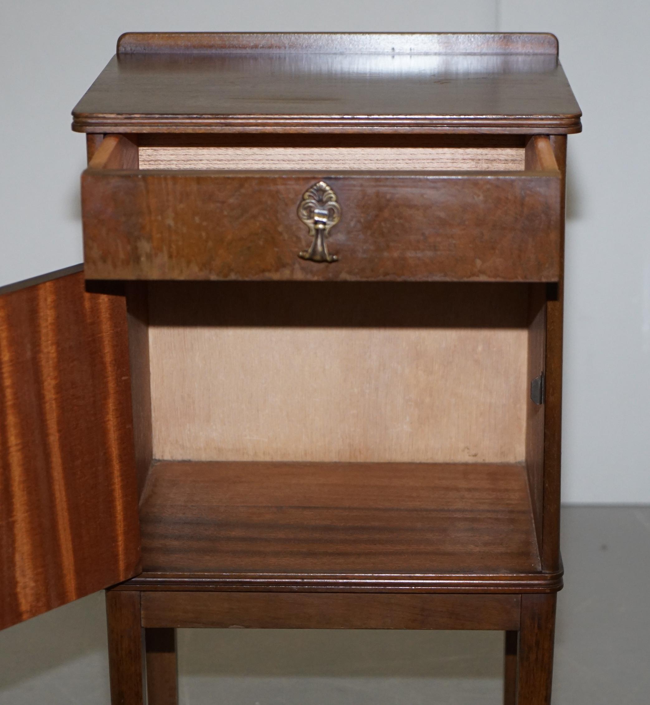 Vintage Hardwood Mid-Century Modern Side Table Cupboard Single Door and Drawer For Sale 8