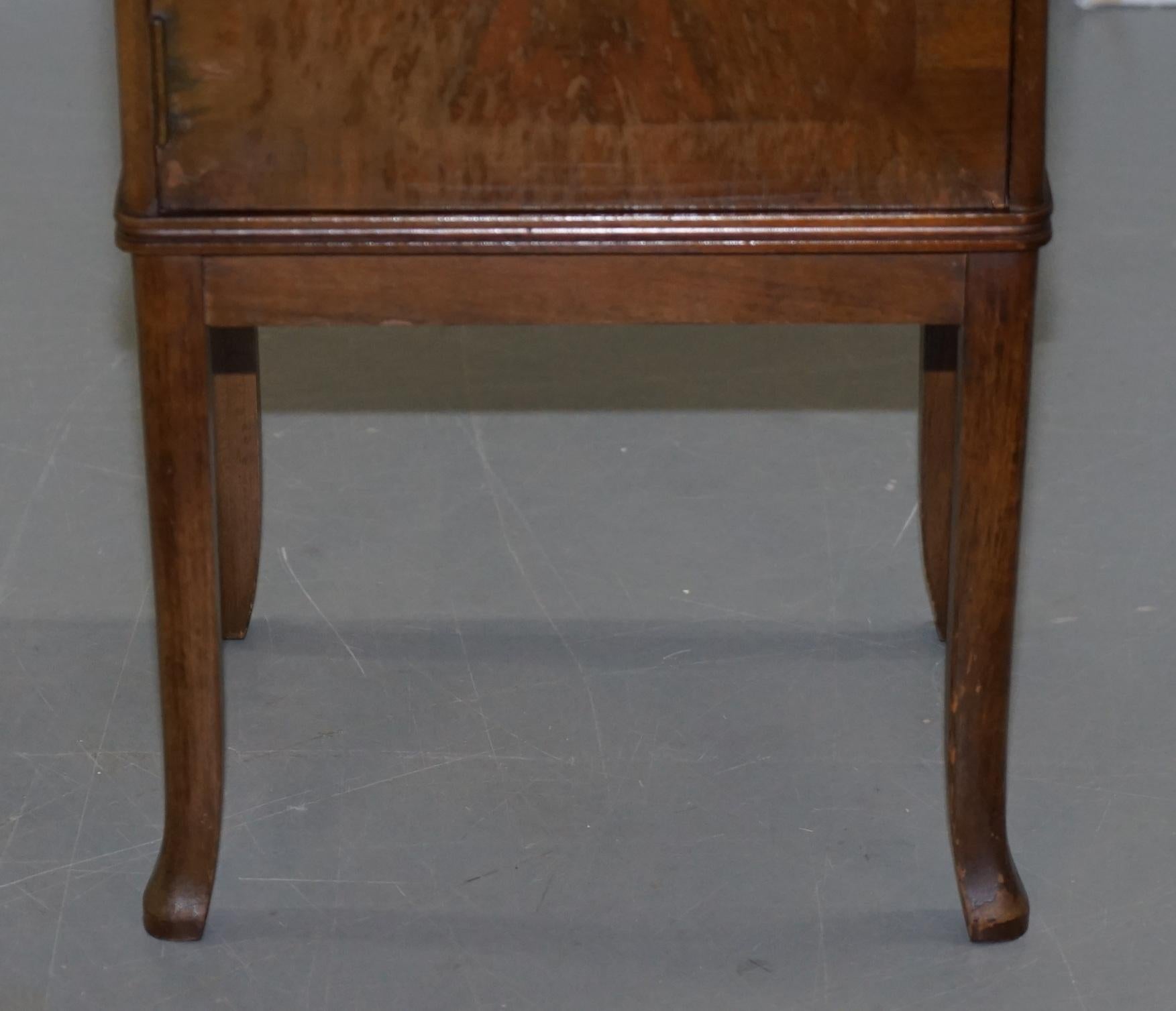 Vintage Hardwood Mid-Century Modern Side Table Cupboard Single Door and Drawer For Sale 1