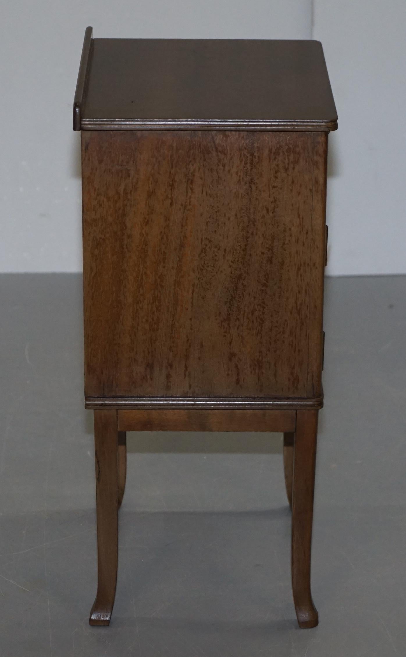 Vintage Hardwood Mid-Century Modern Side Table Cupboard Single Door and Drawer For Sale 2