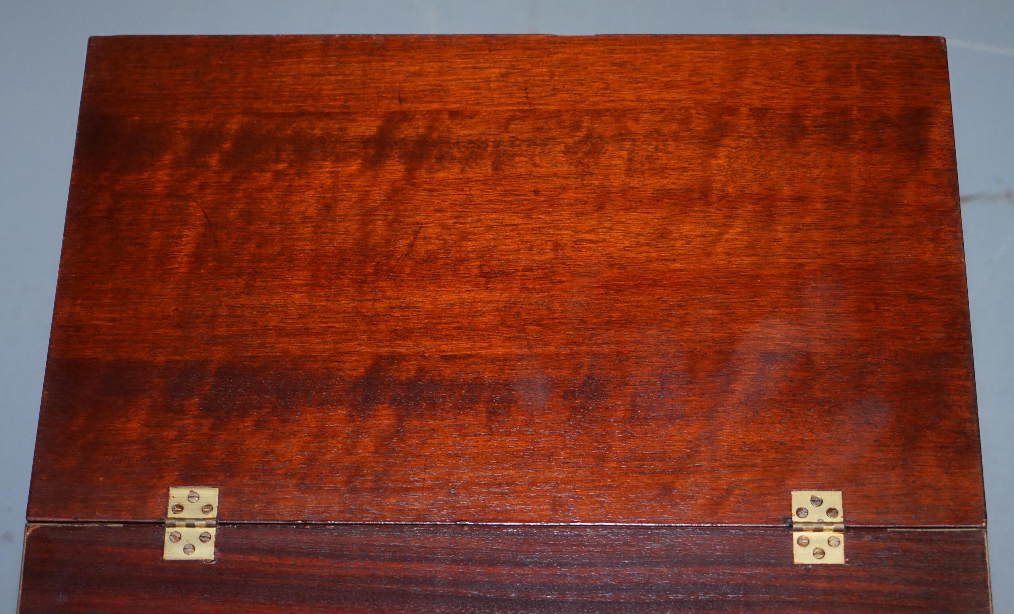 Vintage Mahogany Military Campaign Chest of Drawers Butlers Folding Serving Tray 9