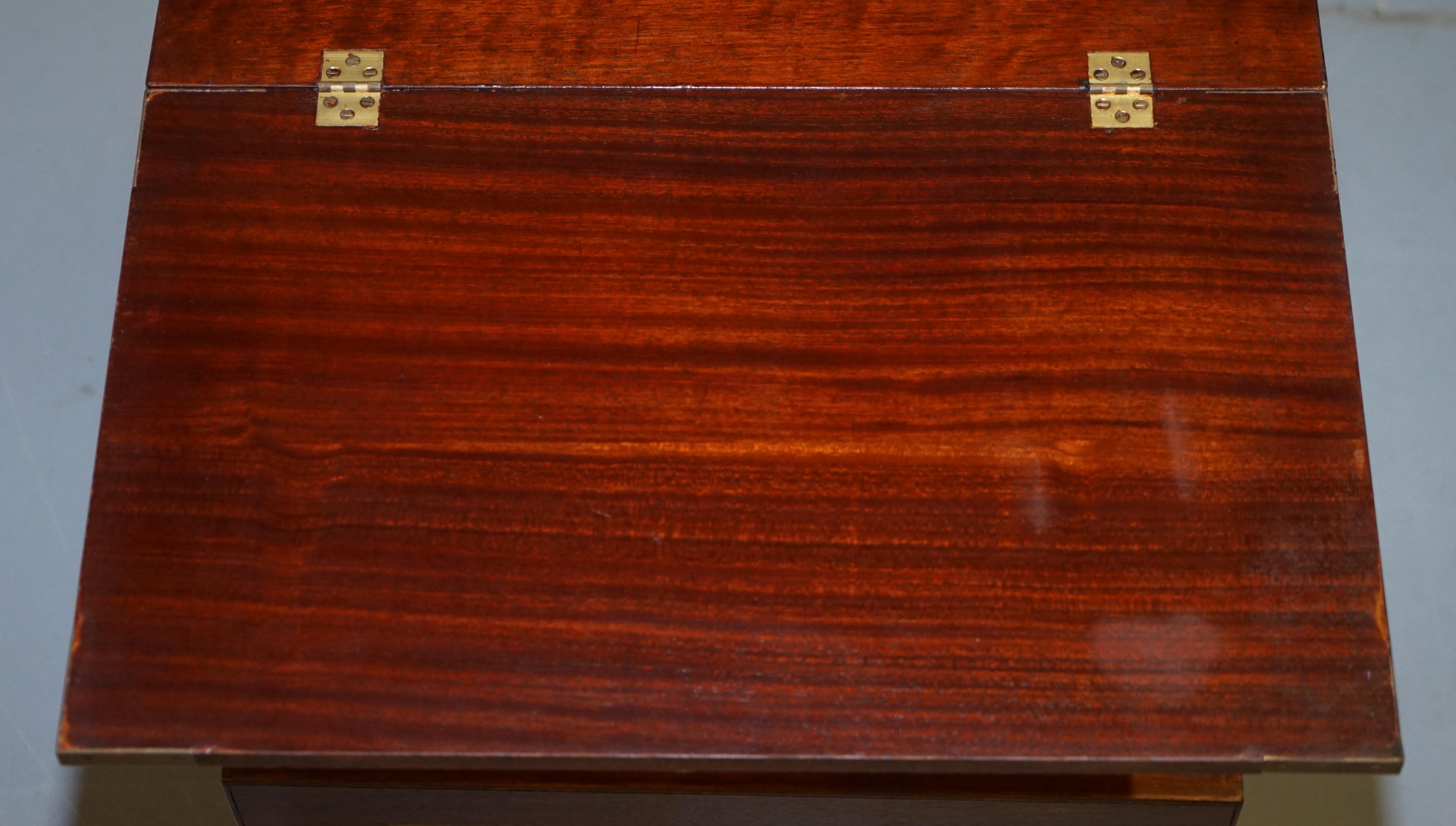 Vintage Mahogany Military Campaign Chest of Drawers Butlers Folding Serving Tray 10