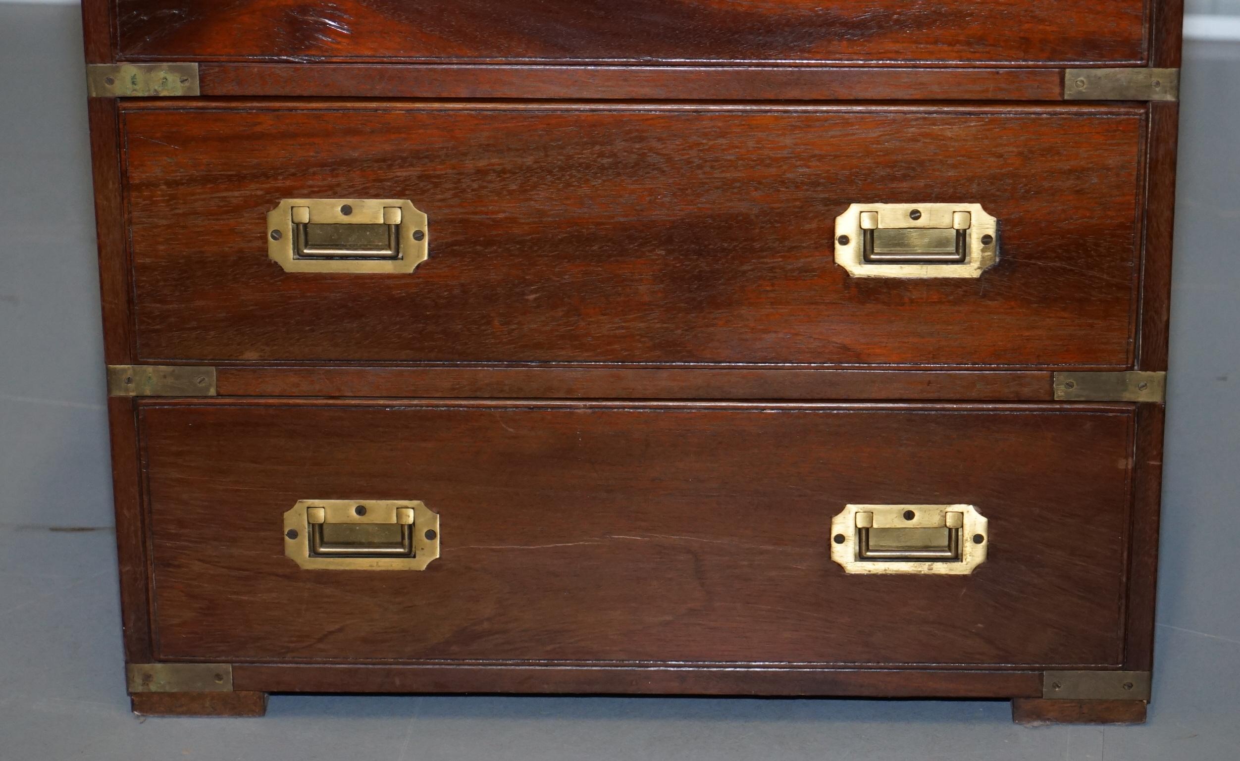 Vintage Mahogany Military Campaign Chest of Drawers Butlers Folding Serving Tray 2
