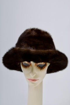 Vintage Mahogany Mink Hat with Upturned Brim, Women's, 20th Century