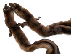 Vintage Mahogany Mink Scarf - Full Body Pelts - Clips & Buttons - Circa 1940's