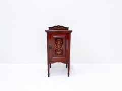 Vintage Mahogany Nightstand  Bedside Table with Inlaid Decor