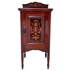 Vintage Mahogany Nightstand  Bedside Table with Inlaid Decor Vintage Mahogany Nightstand  Bedside Table with Inlaid Decor