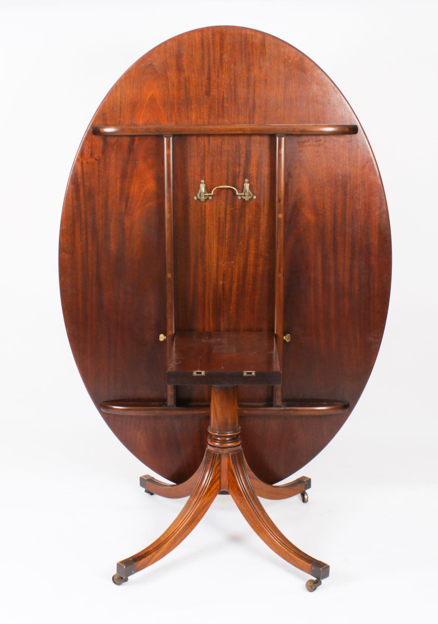 Vintage Mahogany Oval Tilt Top Dining Table by William Tillman 20th Century 9