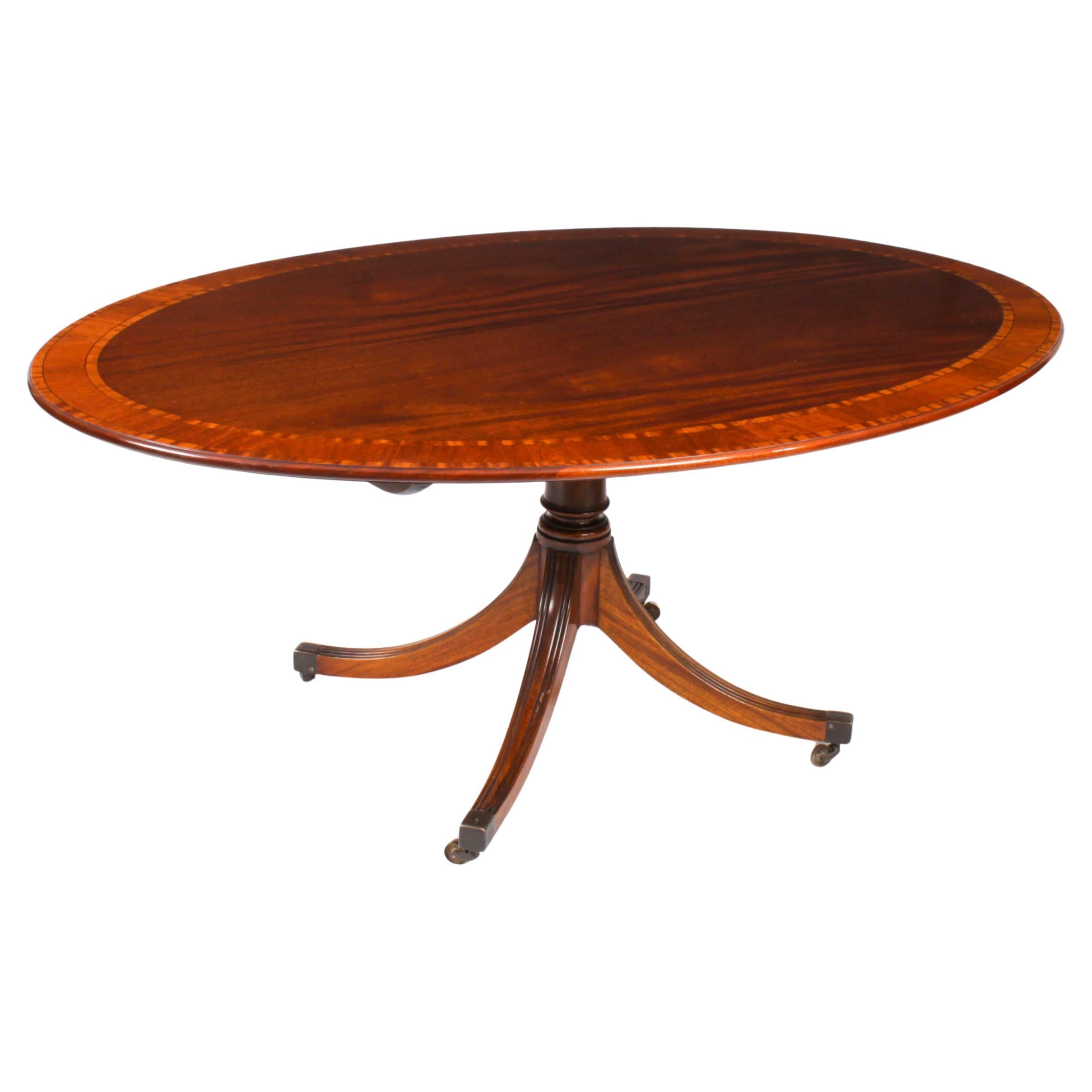 Vintage Mahogany Oval Tilt Top Dining Table by William Tillman 20th Century