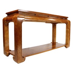 Retro Mahogany Petite Asian Modern Chinoiserie Sofa Table Console