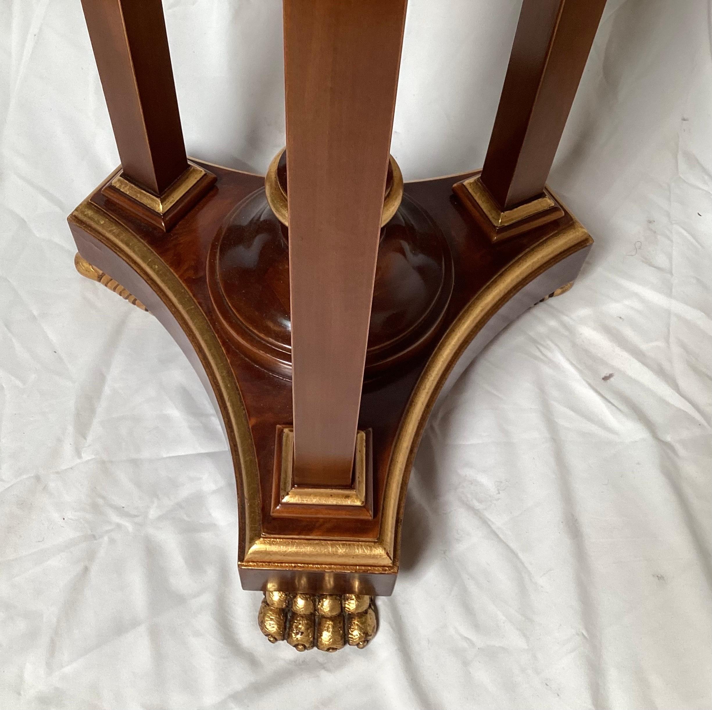 Unknown Vintage Mahogany Plant Stand with Gold Accents For Sale