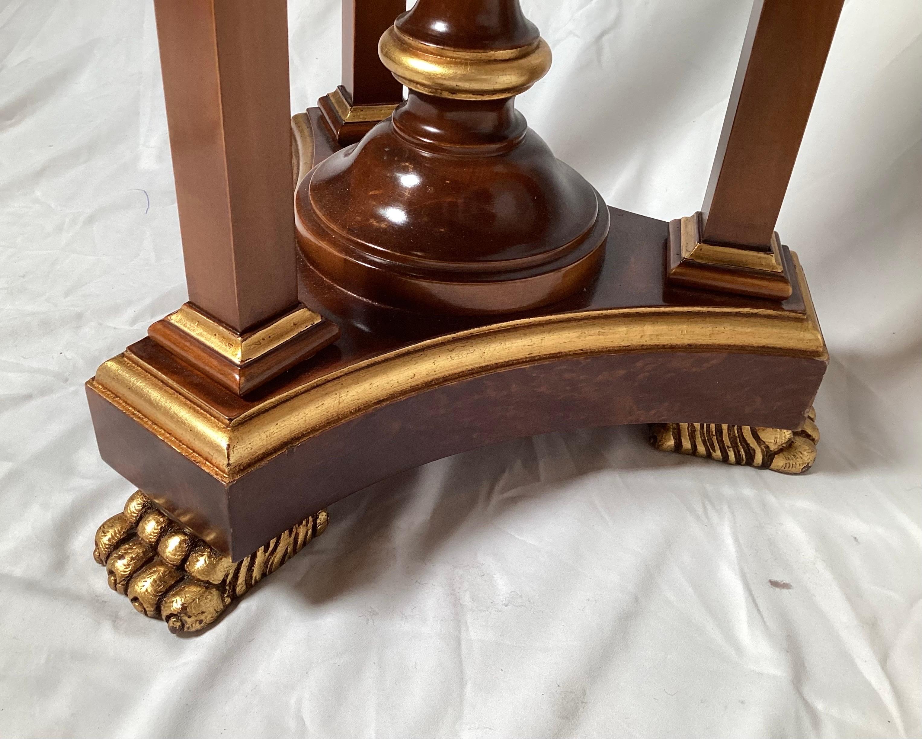 Vintage Mahogany Plant Stand with Gold Accents In Excellent Condition For Sale In Lambertville, NJ