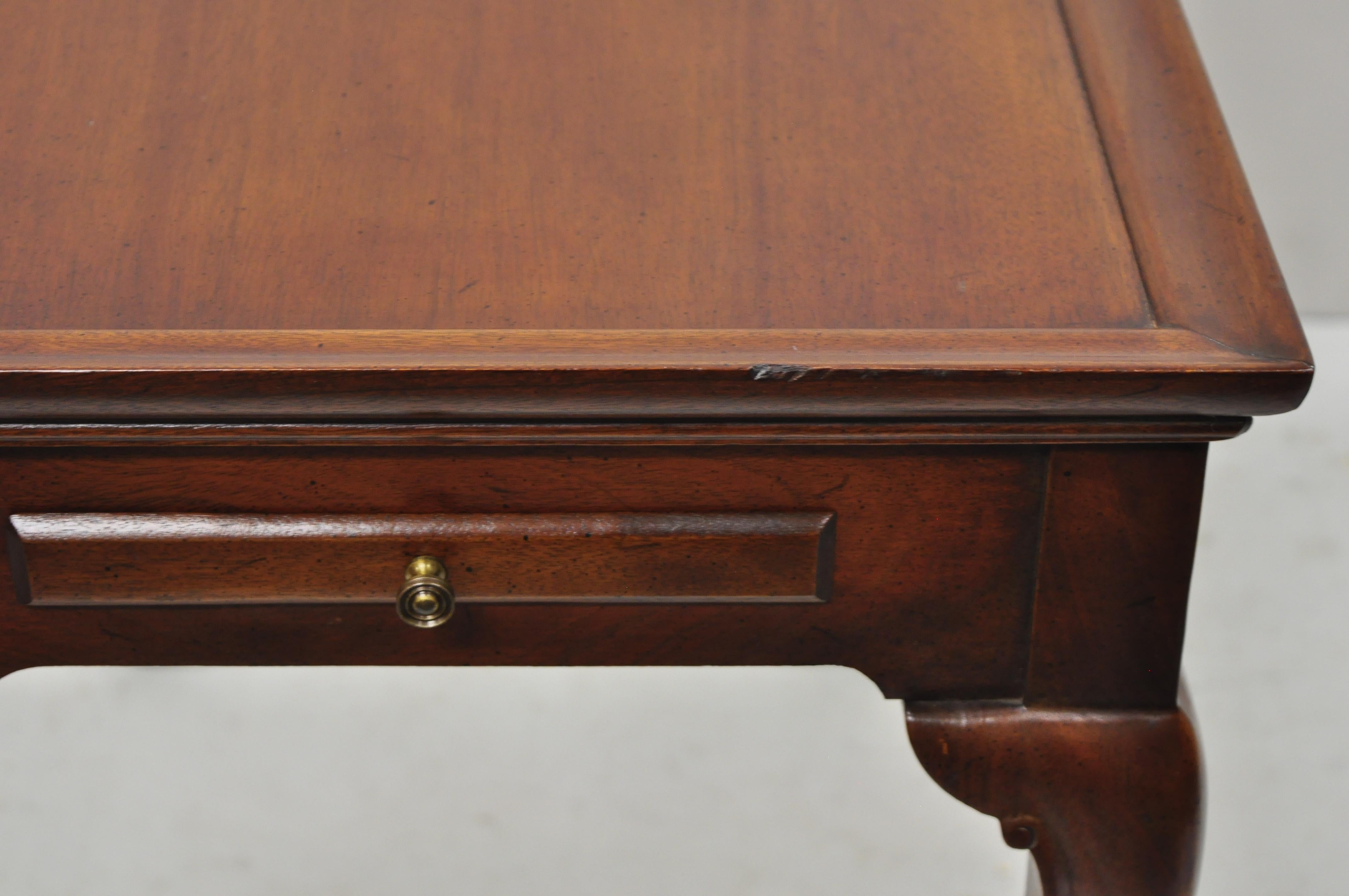 Vintage Mahogany Queen Anne Shell Carved Side Tea Table with Pull Out Sides 4