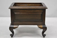 Vintage Mahogany Queen Anne Style Copper Lined Wooden Planter