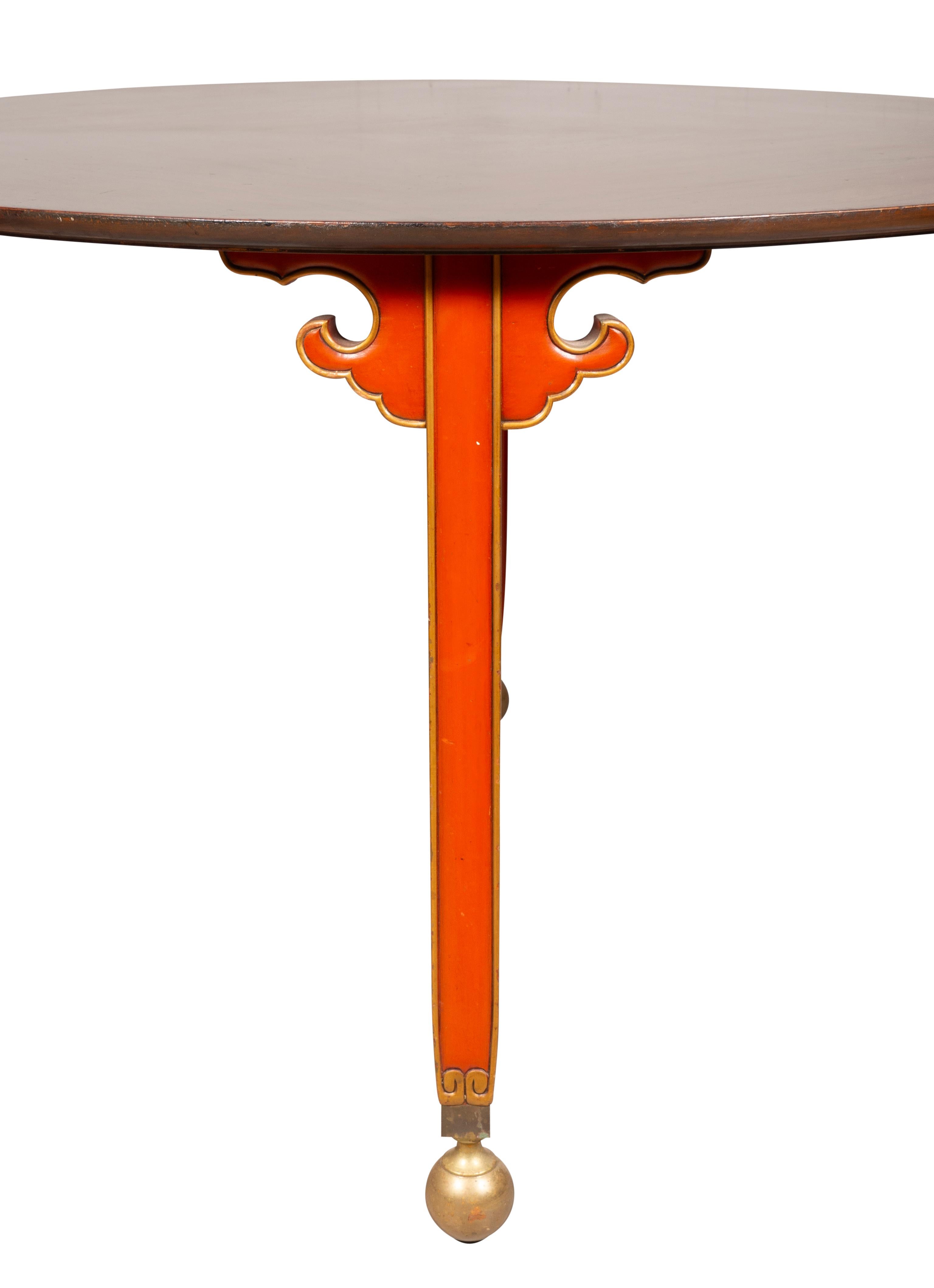 20ième siècle Table vintage en acajou laqué rouge en vente