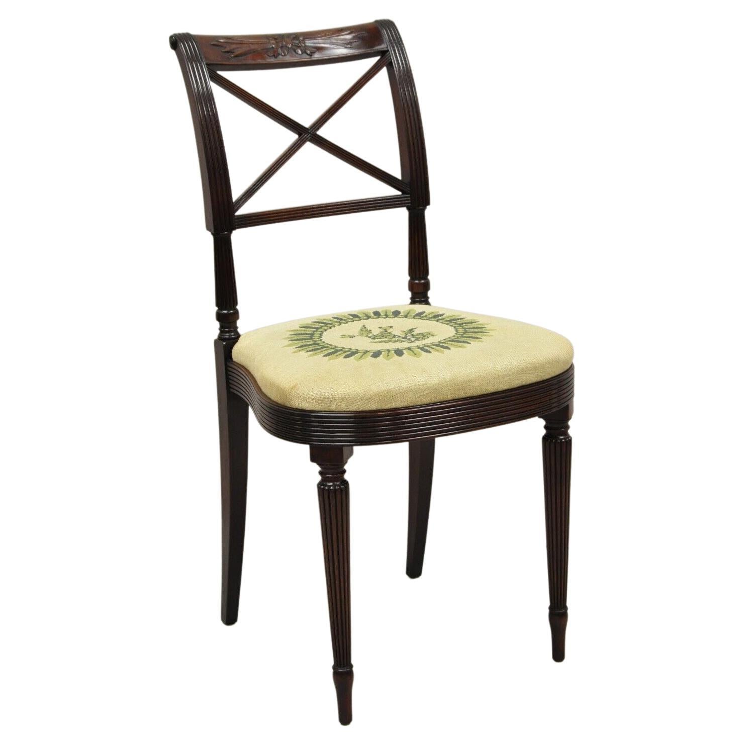 Vintage Mahogany Regency Federal Style X-Form Accent Side Chair For Sale