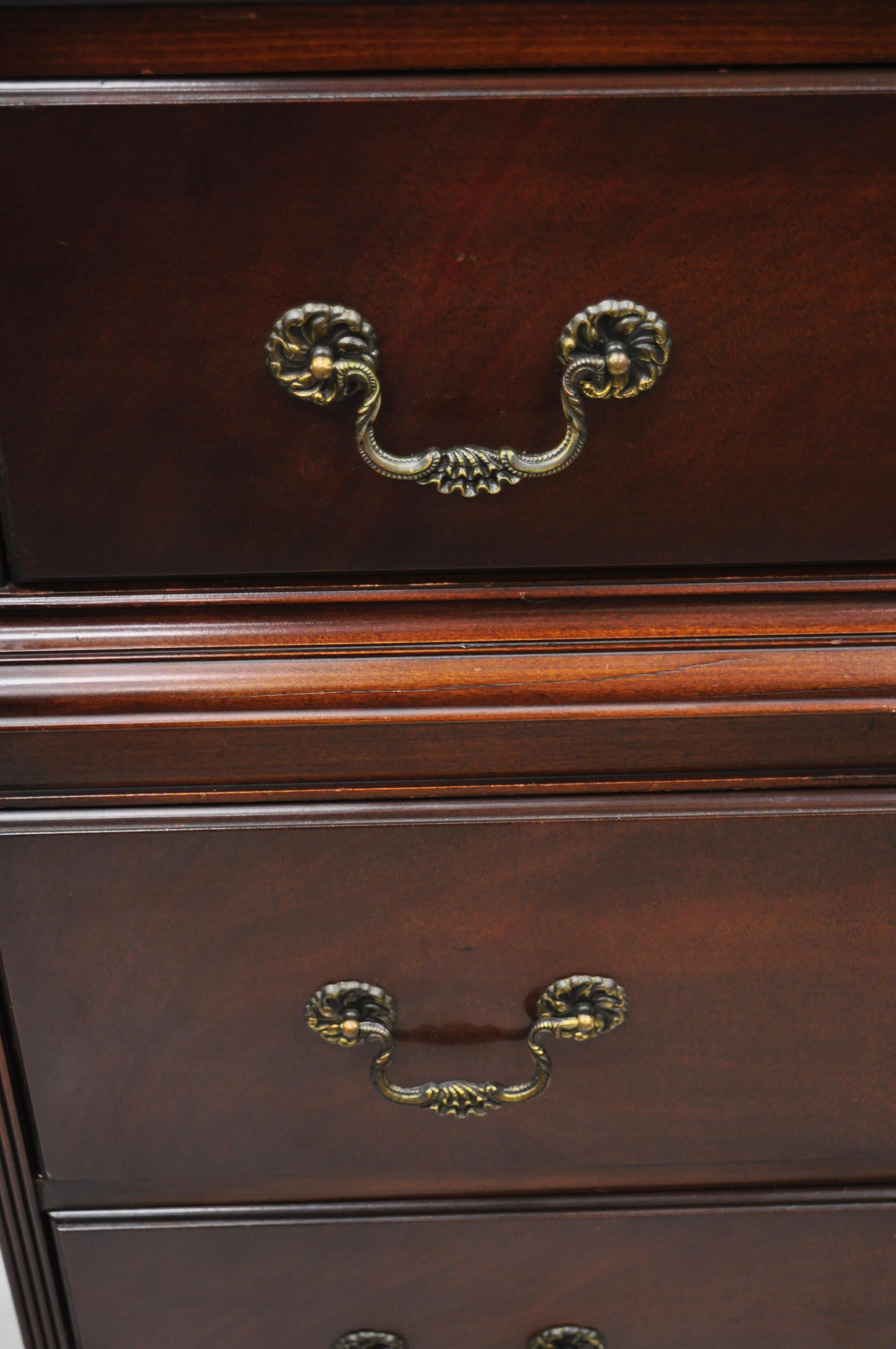 Vintage Mahogany Regency Style Carved Paw Feet Tall Chest Dresser by White Furn In Good Condition In Philadelphia, PA