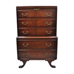 Used Mahogany Regency Style Carved Paw Feet Tall Chest Dresser by White Furn