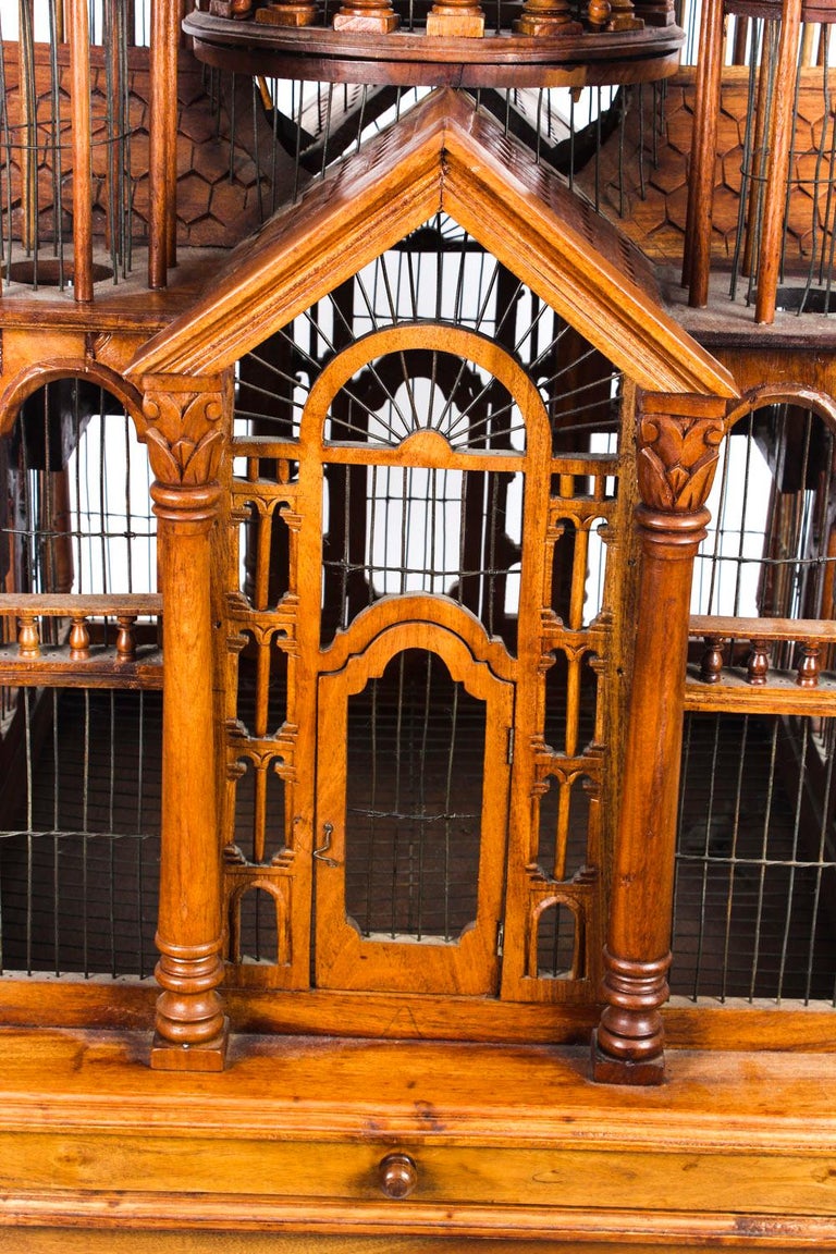 Vintage Mahogany Sacre Coeur Cathedral Bird Cage on Stand, 20th Century