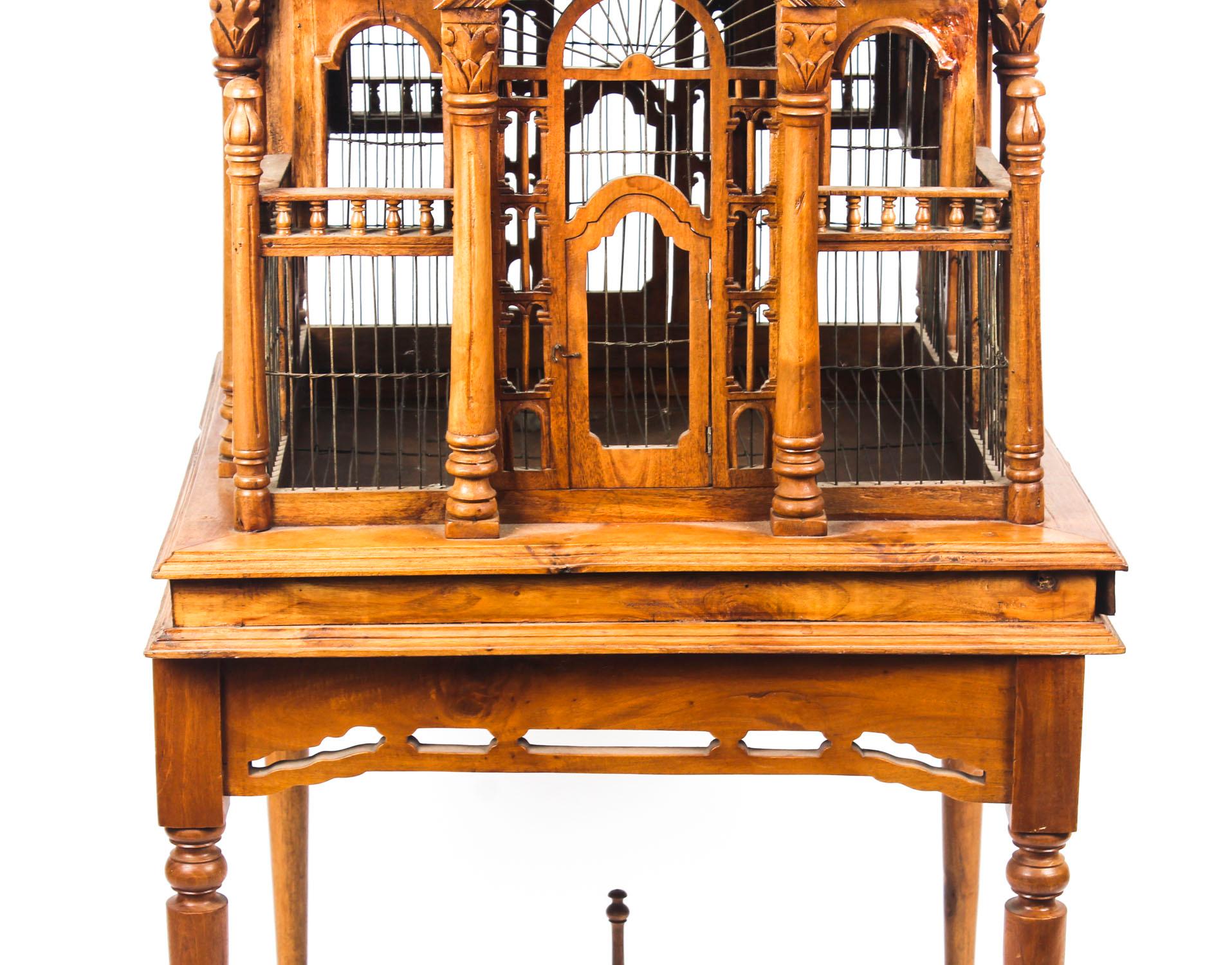 Vintage Mahogany Sacre Coeur Cathedral Bird Cage on Stand, 20th Century 7