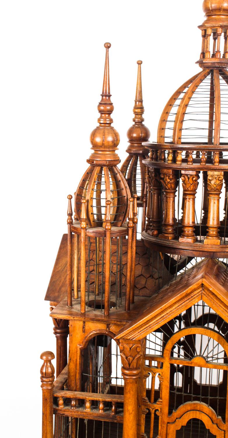 Vintage Mahogany Sacre Coeur Cathedral Bird Cage on Stand, 20th Century 1