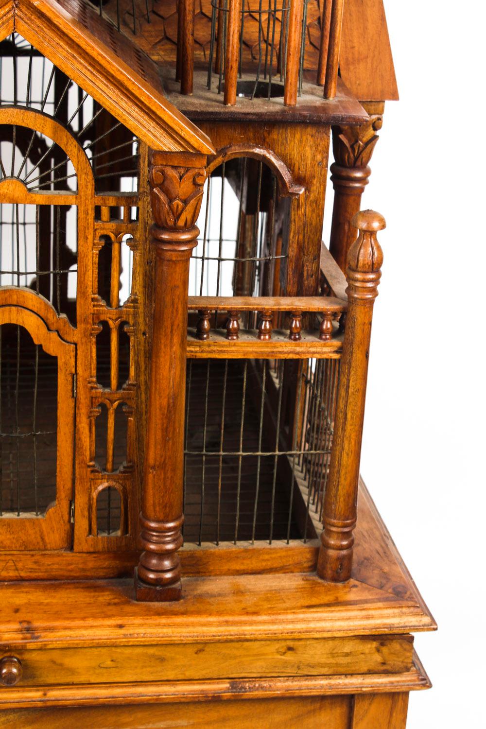 Vintage Mahogany Sacre Coeur Cathedral Bird Cage on Stand, 20th Century 3