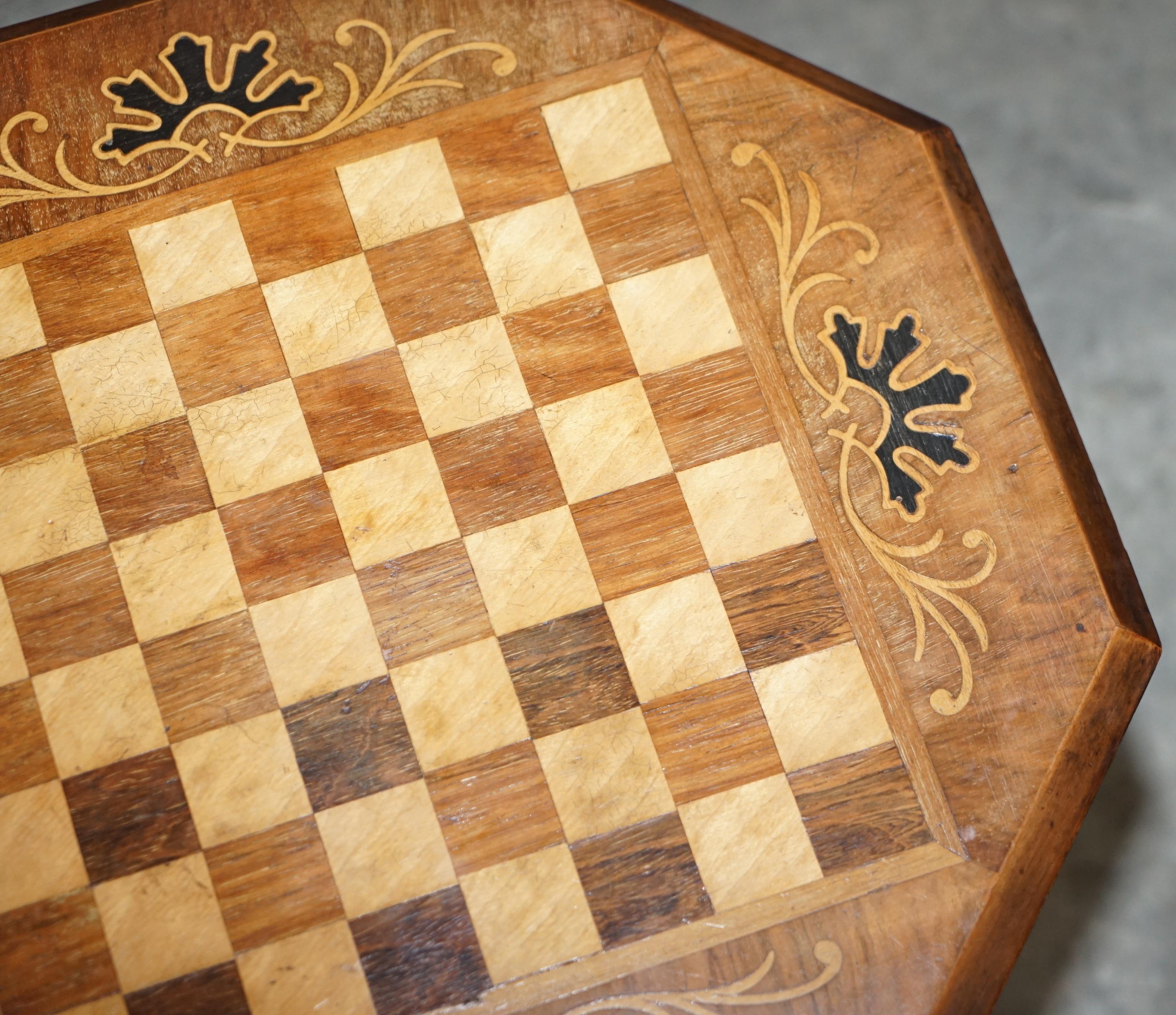 Vintage Hardwood Satinwood & Walnut Chess Games Table Ideal as a Side End Piece For Sale 1